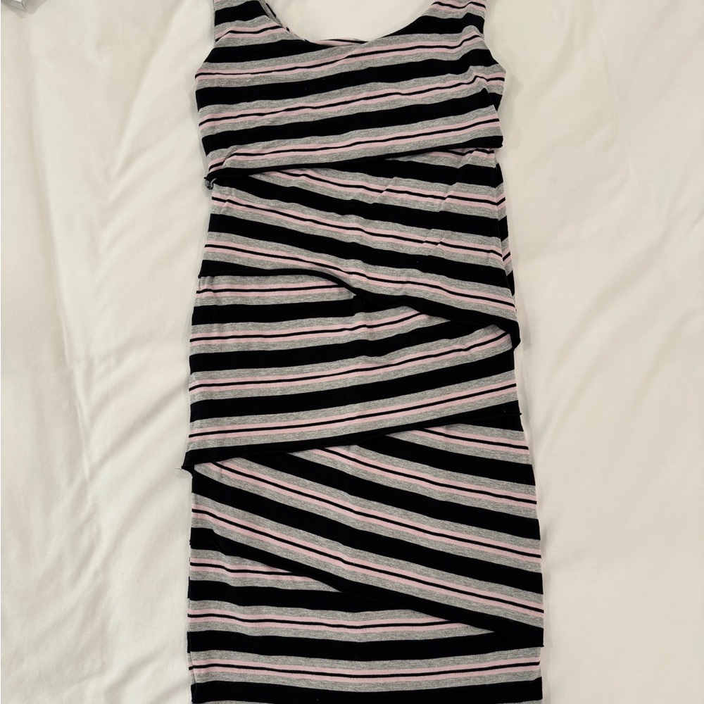 Ripe Black and White Asymmetrical Wrap Midi Dress